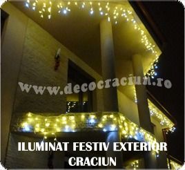 Iluminat festiv exterior de Craciun cu ghirlande luminoase profesionale